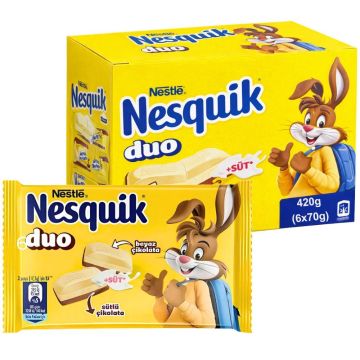 Nestle Nesquik Duo White & Milk Chocolate 420g - Pack of 6 x 70g - Best Before: 03/02/2026