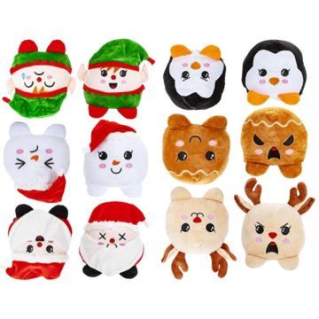Christmas Mini Flip Plush Toys - Pack of 12 - Adorable Reversible Toys