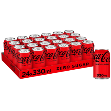 Coca-Cola Zero Sugar Cans - Pack of 24 x 330ml - No Sugar, No Calorie Beverage, Best Before: 30/11/2025