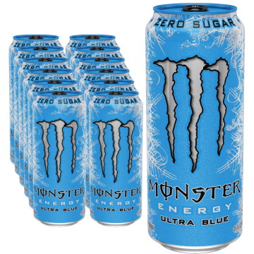 Monster Energy Ultra Blue Zero Sugar Cans 500ml x 12 - Best Before: Apr 2026