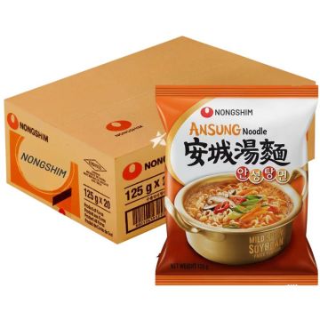 Nongshim Ansung Mild Spicy Noodle - Pack of 20 x 125g - Mild Heat, Soybean Paste Flavor