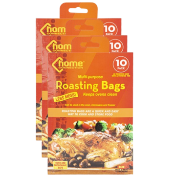 Oven Roasting Bags with Twistee Ties – Multi-Purpose – Pack of 30 (3 x 10pk), Size: 25cm x 38cm (12 Microns), Oven & Microwave Safe, Home Connection