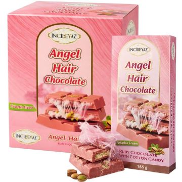 Incibeyaz Angel Hair Pistachio Cream Chocolate - Pack of 12 x 165g - Ruby Chocolate With Cotton Candy