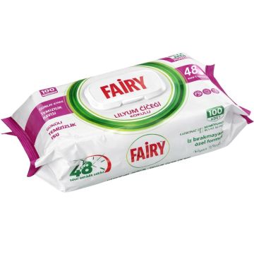 Fairy Lily Flower Fragrance Surface Cleaning 100 Wipes, Disposable Antibacterial Household Cleaning Wipes for Kitchen & Bathroom