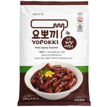 Yopokki Halal Jjajang Topokki 240g – Korean Rice Cakes with Fried Sauce, Halal