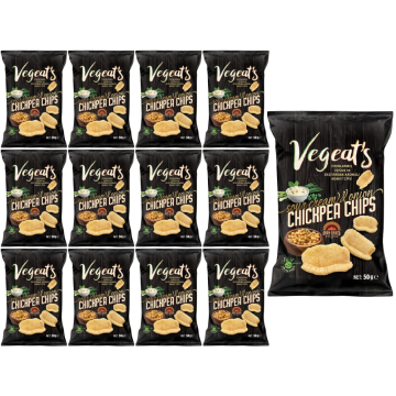 Vegeat's Sour Cream & Onion Chickpea Chips  - 50g x 12 - Oven Baked not Fried