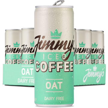 Jimmy Iced Coffee OAT Slim Cans - Pack of 12 x 250ml - Dairy Free, Refreshing Iced Coffee