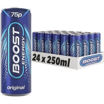 Boost Energy Original Drink PMP Cans - Pack of 24 x 250ml - Carbonated Energy Drinks
