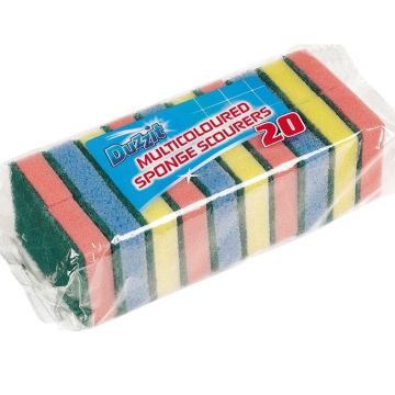 Duzzit 20-Pack Multicolor Sponge Scourers – Everyday Multipurpose Use