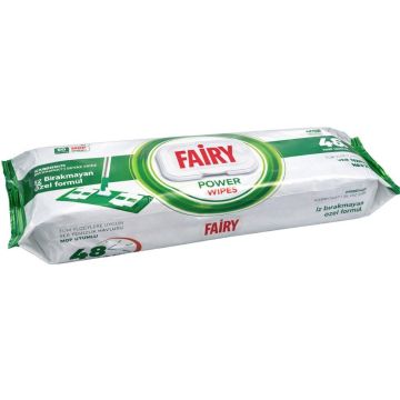 Fairy Power White Soap Scented Floor Cleaning Towels – 50 Mop Compatible Disposable Wipes, Suitable for All Surfaces, Dermatologically Tested, Leaves No Traces