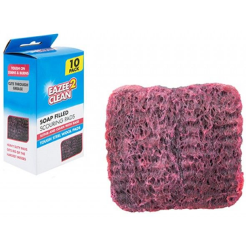 Scouring Pads – Soap Filled, Pack of 10 for Kitchen & Household Cleaning, EAZEE2 CLEAN