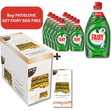 PATISLOVE Dubai Style Kadayif Chocolates 100g Pack of 10 + FREE Fairy Original Dishwashing Liquid 320ml Pack of 10