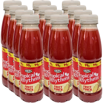 Grace Tropical Rhythms Fruit Punch PMP - Pack of 12 x 330ml, Flavoured Drink
