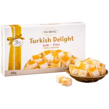 Incibeyaz Plain Turkish Delight 400g - Made With Beet Sugar - Halal & Gluten Free