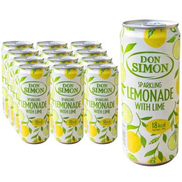 Don Simon Sparkling Lemonade With Lime - Pack of 12 x 330ml Cans - Refreshing Fruit Juice With Sugar & Sweetener