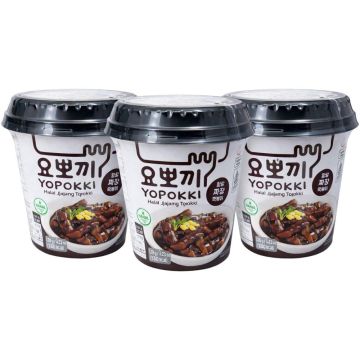 Yopokki Halal Jjajang Topokki (360g) - Pack of 3 x 120g - Instant Rice Cakes