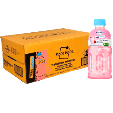 MOGU MOGU Strawberry & Cream Flavoured Zero Sugar Drink With Nata De Coco  320ml x 24