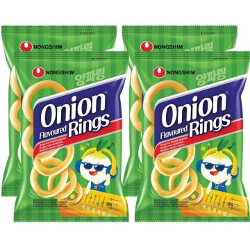 Nongshim Onion Rings Flavoured Crisps (200g) - Pack of 4 x 50g – Light & Crunchy Snack