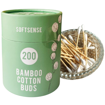 Double Ended Bamboo Cotton Buds 200 Pieces, SOFTSENSE
