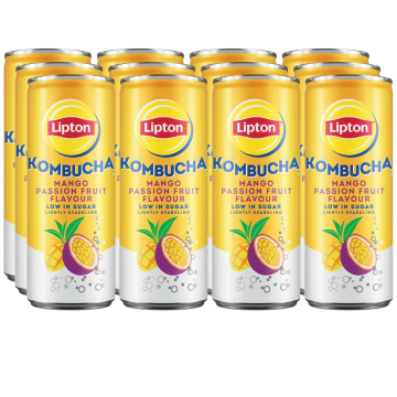 Lipton Kombucha Mango Passion Fruit Flavour 250ml x 12 Low Sugar, Lightly Sparkling