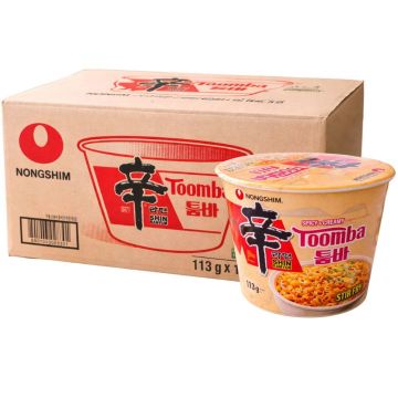 Nongshim Shin Ramyun Toomba Big Bowl Spicy & Creamy Noodles - Pack of 12 x 113g (1.3kg), Stir-Fry Noodles, Halal