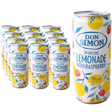 Don Simon Sparkling Lemonade With Raspberry - Pack of 12 x 330ml Cans - Refreshing Fruit Juice With Sugar & Sweetener