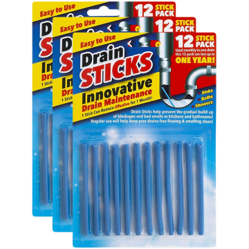 Drain Sticks x36 Easy to Use Fast & Effective Drain Cleaning Sticks for Sinks, Baths & Showers - Prevents Build Up, Blockages & Bad Smells in Kitchens & Bathrooms
