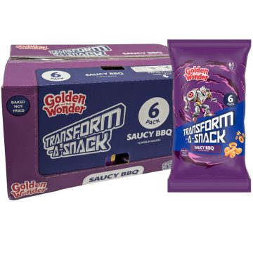 Golden Wonder Transform-A-Snack Saucy BBQ Flavour - Pack of 72 - 12 x (6x12g) - Baked Not Fried Snacks