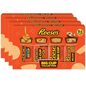 Reese's Peanut Butter Big Cup King Size Selection Box  - Pack of 32 (4 x 8 Big Cups) x 305g, Includes: King size, Puffs King Size, Caramel King Size & Pieces King size