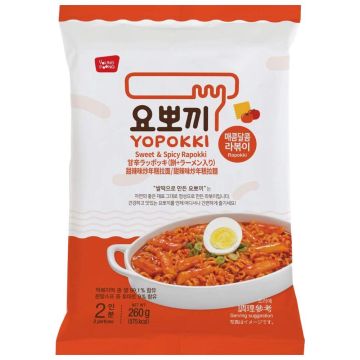 Yopokki Sweet & Spicy Rapokki 260g – Korean Rice Cake with Stir-Fried Noodles