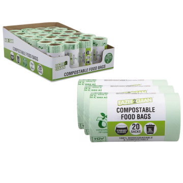Compostable Food Bags 5L – Pack of 3 × 20 Sacks (60 Total) – Standard Closure – 30cm × 34cm