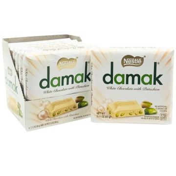 Nestle Damak White Chocolate With Pistachio 60g x 6, Best Before: 31/01/2026