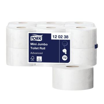 Tork Mini Jumbo Toilet Roll Advanced 2-Ply 12 x 850 Sheets