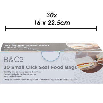 Small Click Seal Food Bags – Pack of 30, B&Co
