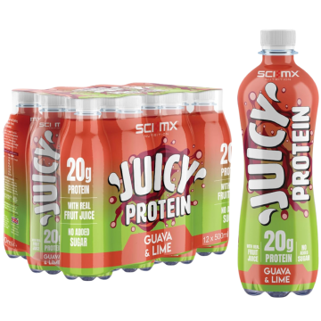 SCI-MX Juicy Guava & Lime Protein Drink (20g Protein) -  Pack of 12 x 500ml Bottle - Real Fruit Juice, No Sugar Added