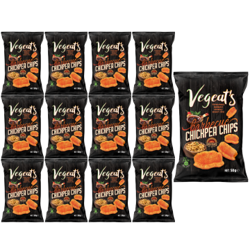Vegeat's Barbecue Chickpea Chips - 50g x 12 - Oven Baked not Fried , High Fiber