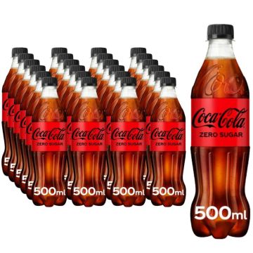 Coca-Cola Zero Sugar 500ml -Pack of 24 - Original & Classic Taste Without The Sugar, Best before: 09/02/2026