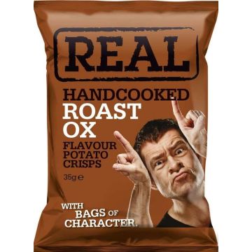 Real Hand Cooked Roast Ox Potato Crisps 35g x 24