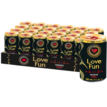Love Fun Ginseng Drink - Pack of 24 x 150ml , Pomegranate and Ginseng Flavoured Fizzy Drink