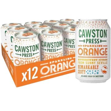 Cawston Press Sparkling Orange Fizzy Drink - Pack of 12 x 330ml - Blended With Sparkling Water and Pressed Apple