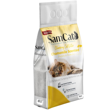 SamCat 10L Chamomile Scented Clumping Cat Litter - Low Dust & Tracking, Strong Clumping, Long Term Use