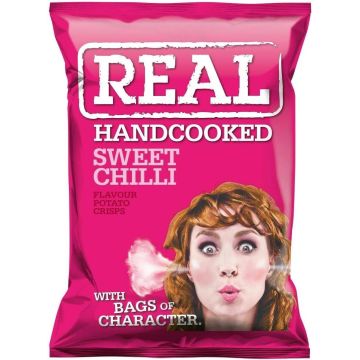 Real Hand Cooked Sweet Chilli Potato Crisps 35g x 24 - Best Before: 31/Jan/2025