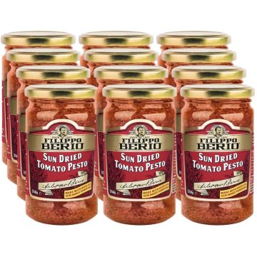 Filippo Berio Sun Dried Tomato Pesto (4x3pk) 350g x 12, BBE: 12.07.2025