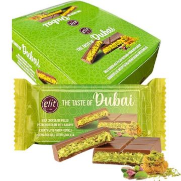 Elit The Taste of Dubai Milk Chocolate Filled Pistachio Cream with Kadayif 90g x 12