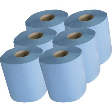 Blue Rolls 2ply Embossed Centre Feed Hygiene 1x6pk