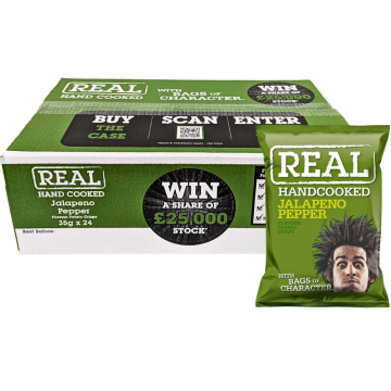 Real Hand Cooked Jalapeno Pepper Flavoured Potato Crisps 35g x24