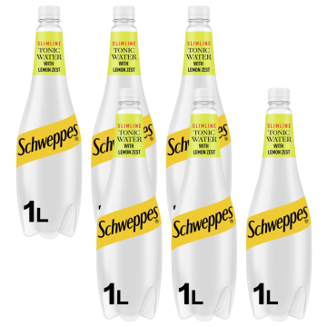 Schweppes Slimline Tonic Water With Lemon Zest 1L x 6 Best Before 31/01/2025