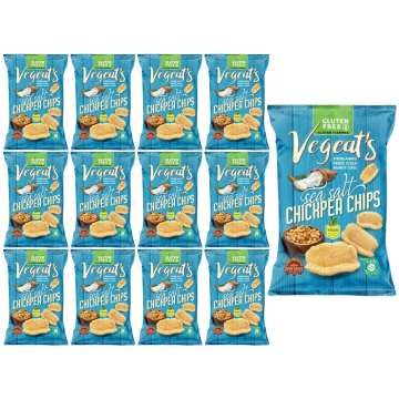 Vegeat's Sea Salt Chickpea Chips 50g x 12 Gluten Free, Vegan , Oven Baked not Fried , High Fiber