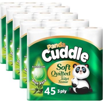 Panda Cuddle Aloe Vera 3ply Toilet Rolls (5x9pk) 45 Rolls