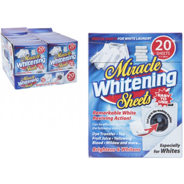 Miracle Whitening Sheets – 20 Pack, Brightens & Whitens Laundry, Especially for Whites
